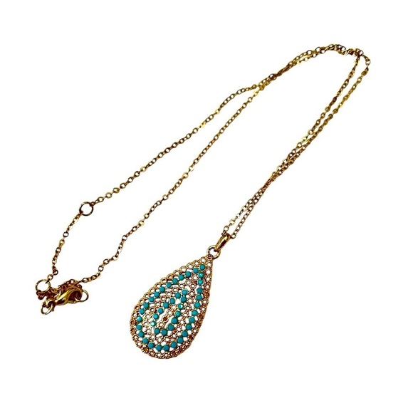 Lilly Pulitzer gold tone & turquoise necklace & pierced starfish earrings set - Picture 5 of 8